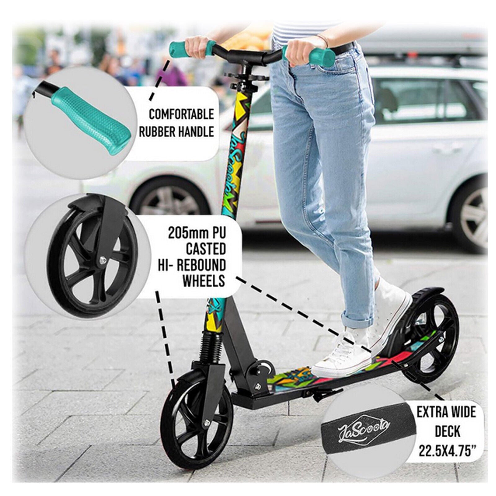 Lascoota Pulse Kick Push Commuter Scooter Teen Adult Graphic Black 3