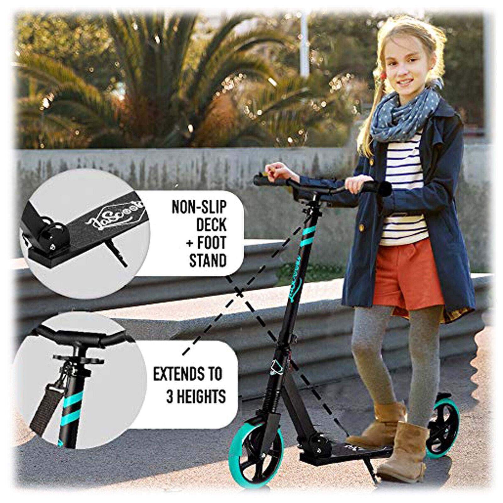 Lascoota Pulse Kick Push Commuter Scooter Teen Adult Graphic Black 6