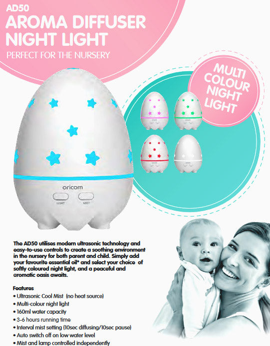 Oricom Aroma Diffuser Humidifier & Night Light Baby Kids Room AD50 3