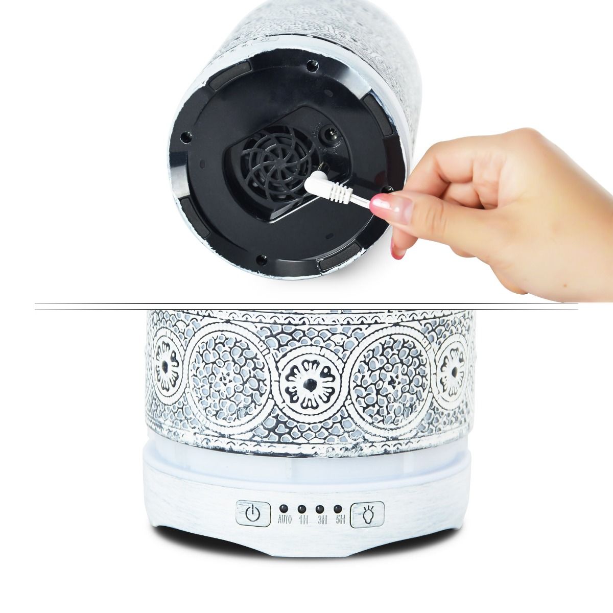 activiva 260ml Metal Essential Oil and Aroma Diffuser-Vintage White 4