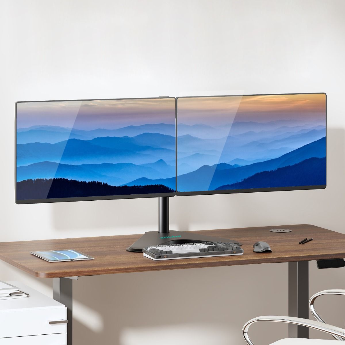 activiva Dual-Screen Articulating Monitor Arm with Free-Standing Desktop Base 3