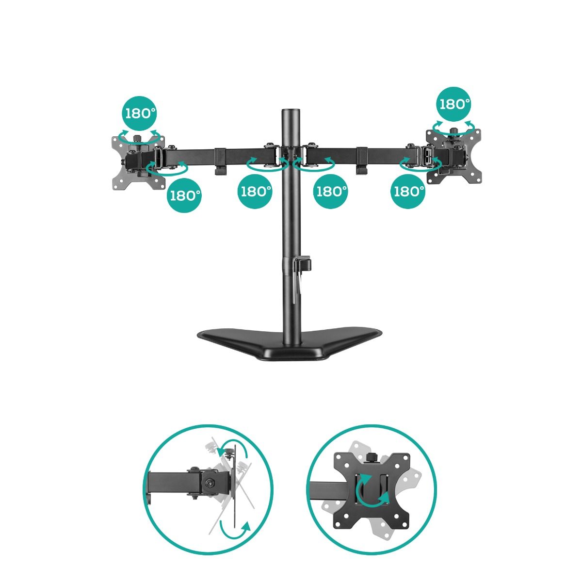 activiva Dual-Screen Articulating Monitor Arm with Free-Standing Desktop Base 4