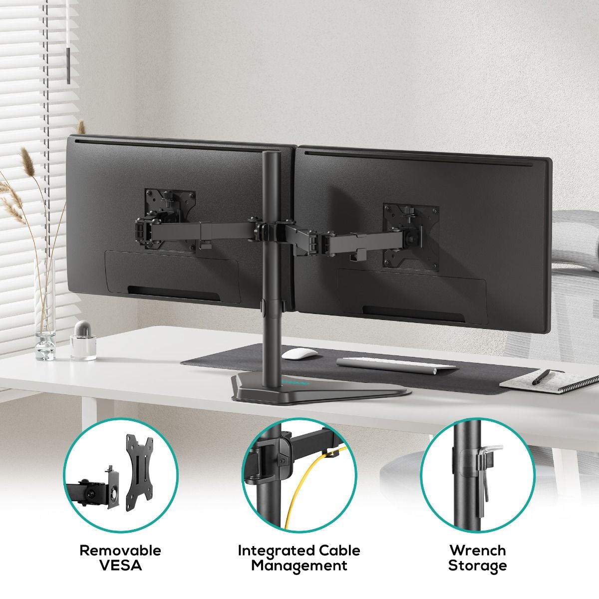 activiva Dual-Screen Articulating Monitor Arm with Free-Standing Desktop Base 5
