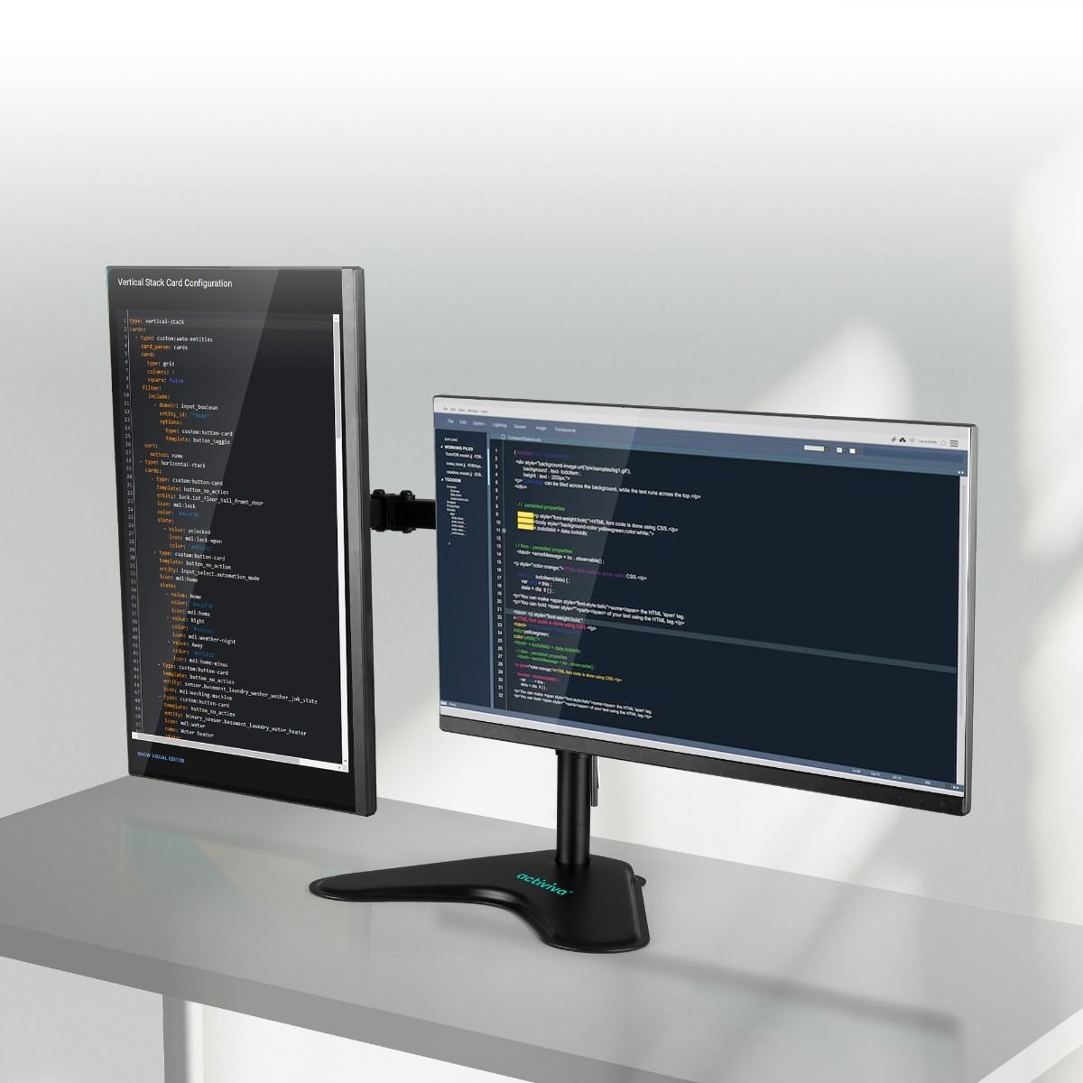 activiva Dual-Screen Articulating Monitor Arm with Free-Standing Desktop Base 6