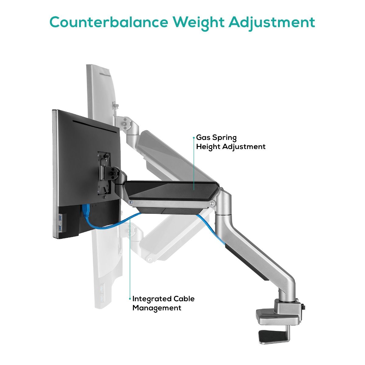 activiva Heavy Duty Single Monitor Screen Gas Spring Monitor Arm 4