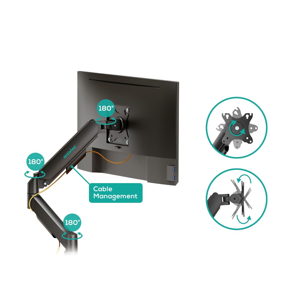 activiva Ergolife Dual-Screen Gas Spring Monitor Arm 3
