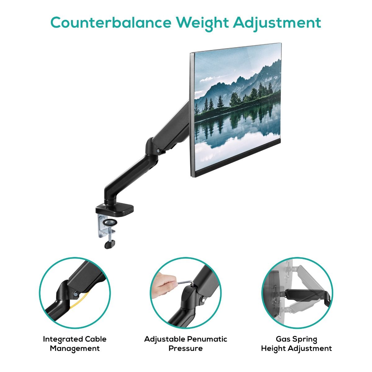 activiva ErgoLife Single Monitor Screen Steel Gas Spring Monitor Arm 4