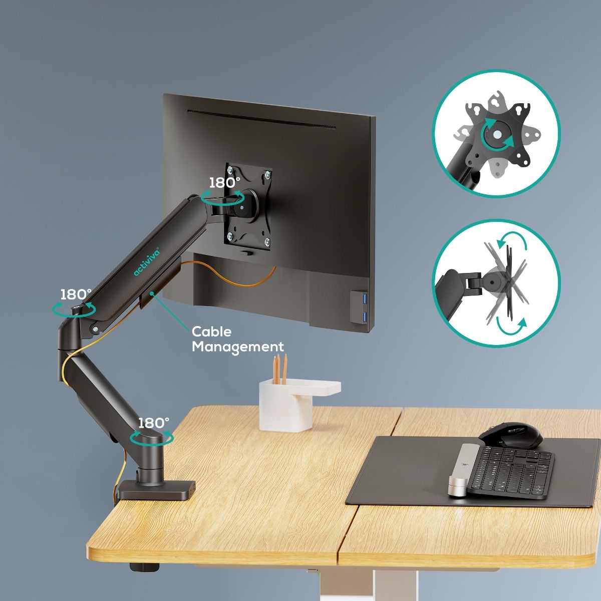 activiva Ergolife Single-Screen Gas Spring Monitor Arm 3