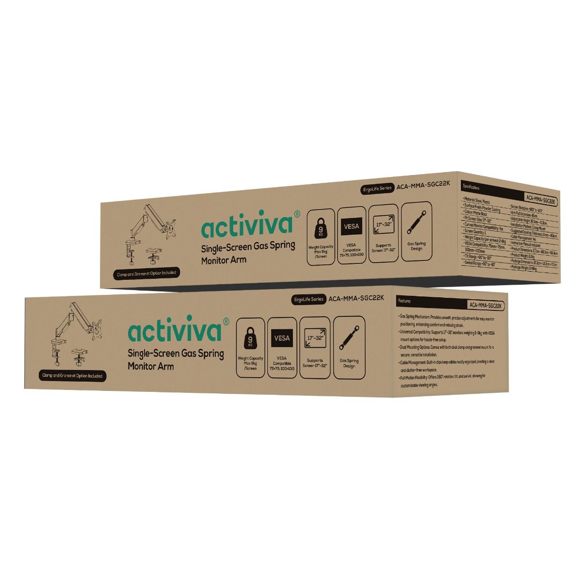 activiva Ergolife Single-Screen Gas Spring Monitor Arm 6