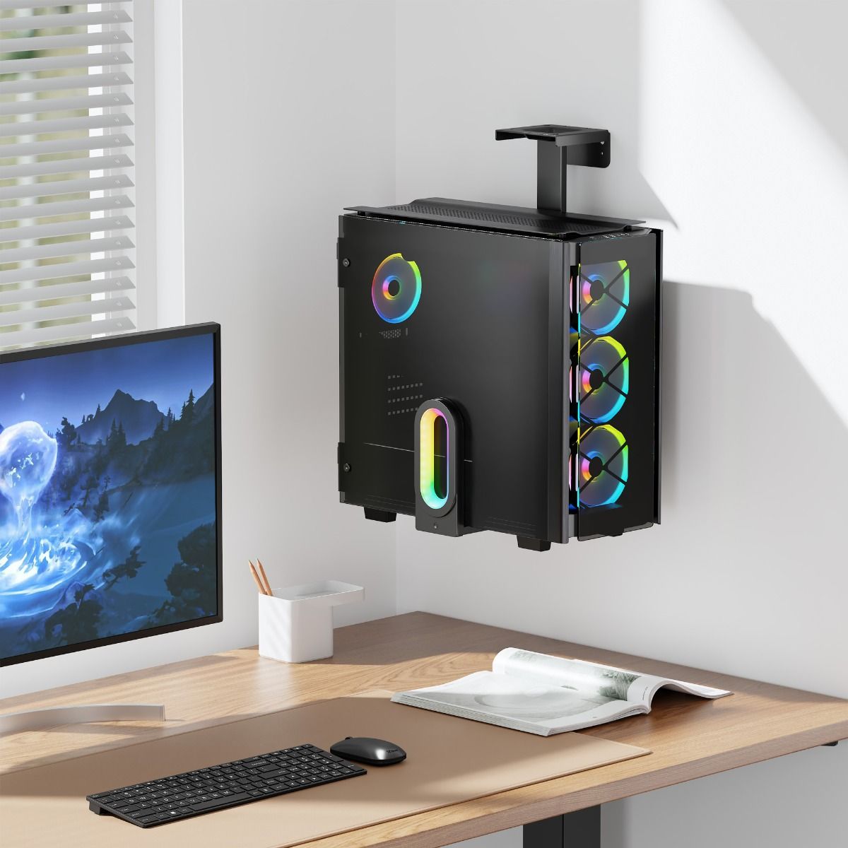 activiva RGB Ultra-Wide Adjustable Wall & Under-Desk Gaming PC Mount 6