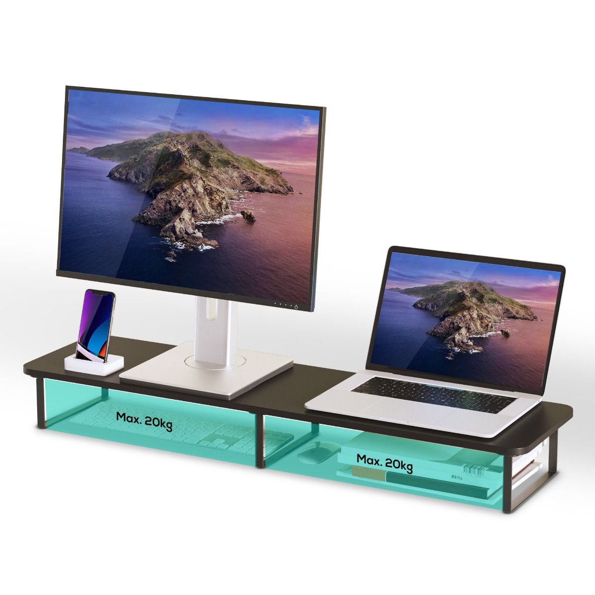 activiva Black Dual Monitor Riser 3