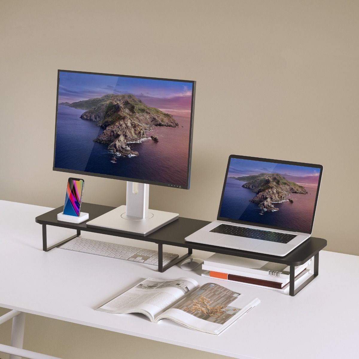 activiva Black Dual Monitor Riser 5