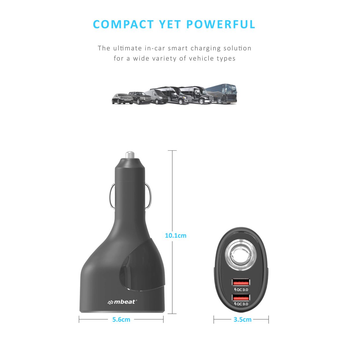 mbeat Gorilla Power Dual Port QC 3.0 Car Charger With Cigar Lighter Socket 5