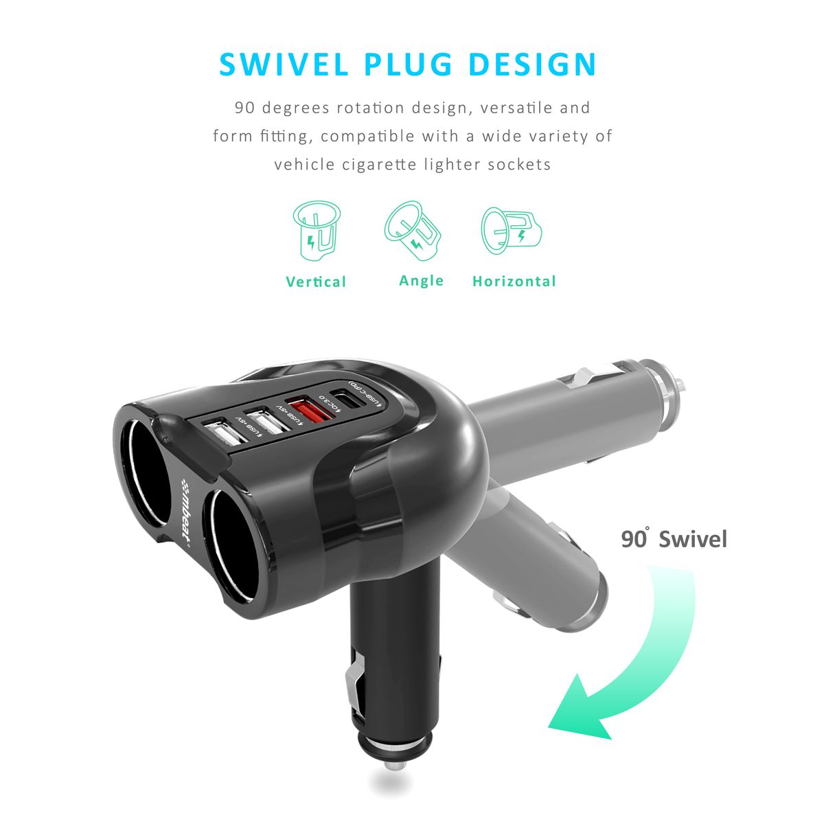 mbeat Gorilla Power 4 Ports USB-C & QC 3.0 Car Charger 3