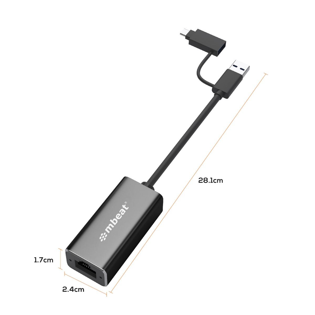 mbeat 2-in-1 USB 3.1 Gigabit LAN Adapter with USB-C Converter 5