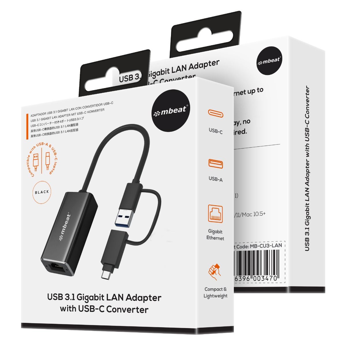 mbeat 2-in-1 USB 3.1 Gigabit LAN Adapter with USB-C Converter 6