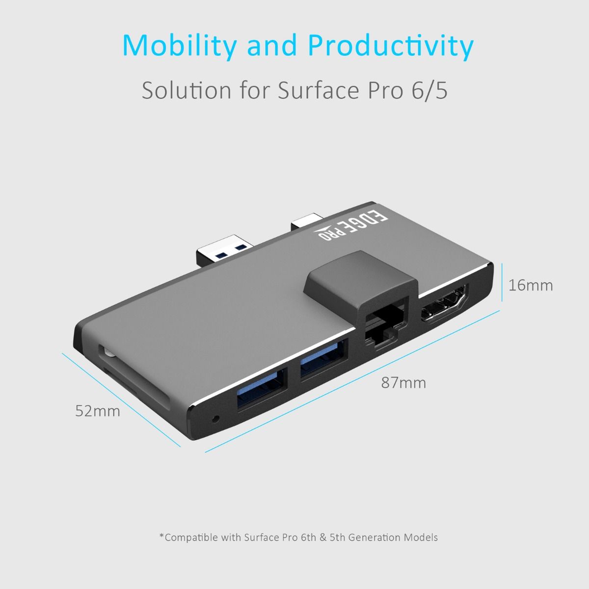 mbeat Edge Pro Multifunction USB- C Hub with LAN for Microsoft Surface Pro Gen 5/6 7