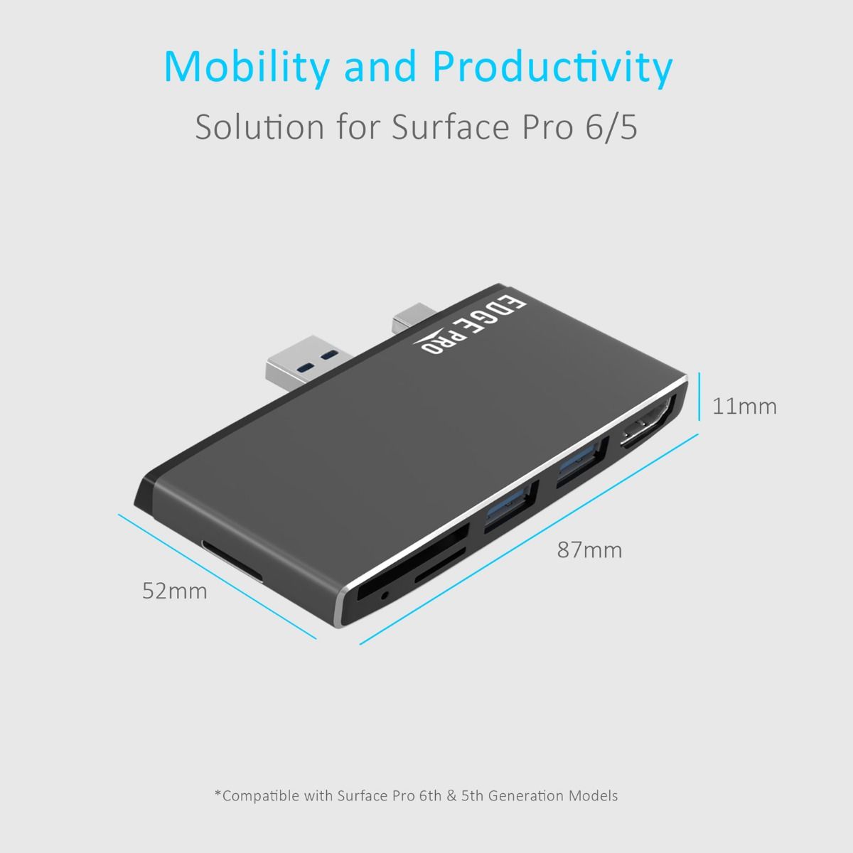 mbeat Edge Pro Multifunction USB- C Hub for Microsoft Surface Pro Gen 5/6 6