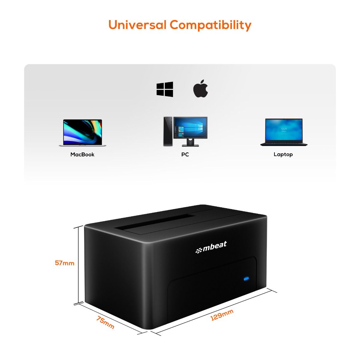 mbeat D1 USB 3.0 3.5" & 2.5" SATA HDD Docking Station - Black 4