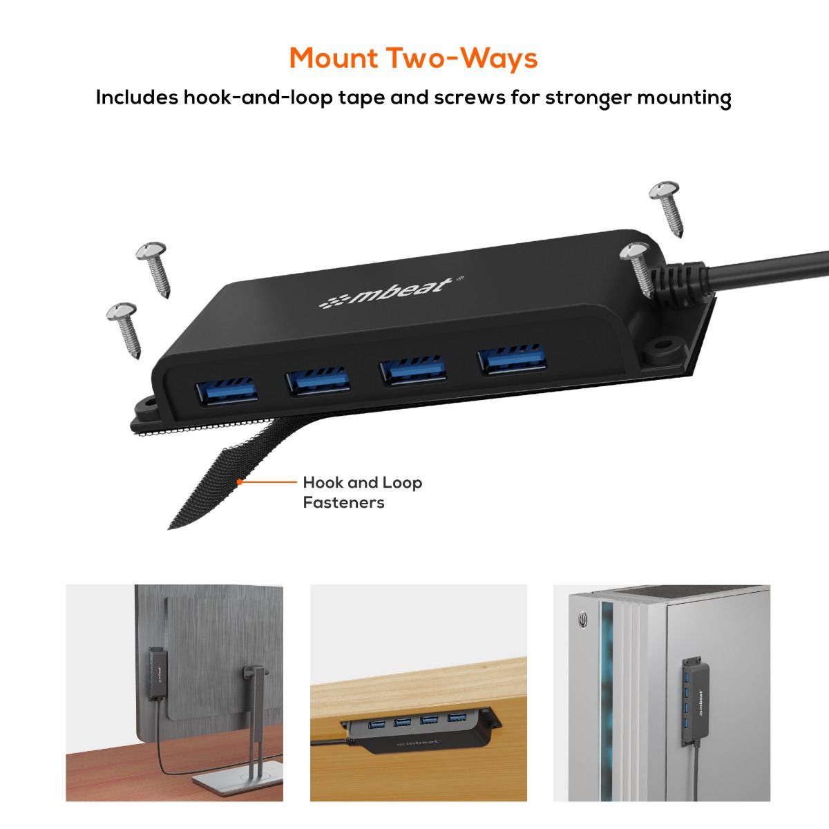 mbeat Mountable 4-Port USB-C Hub 3