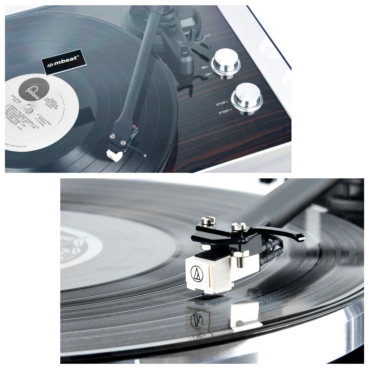 mbeat Hi-Fi Bluetooth Turntable (MMC, USB, Anti-skating, Preamplifier) - Macassar Ebony 4
