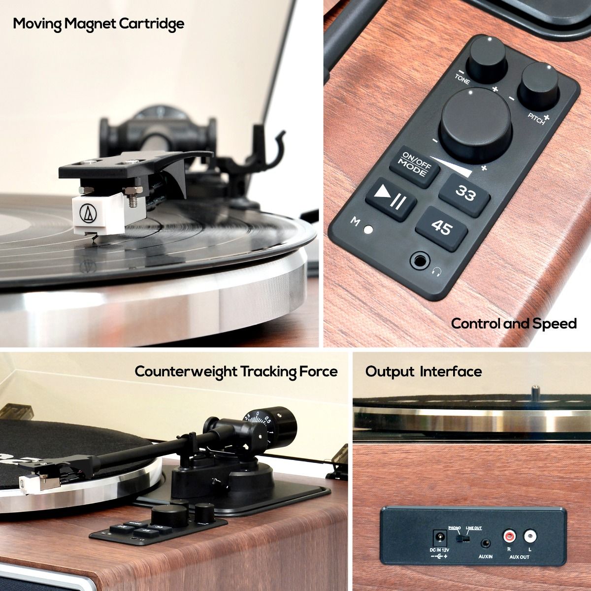 mbeat Hi-Fi Turntable with Built-In Bluetooth Receiving Speaker 5