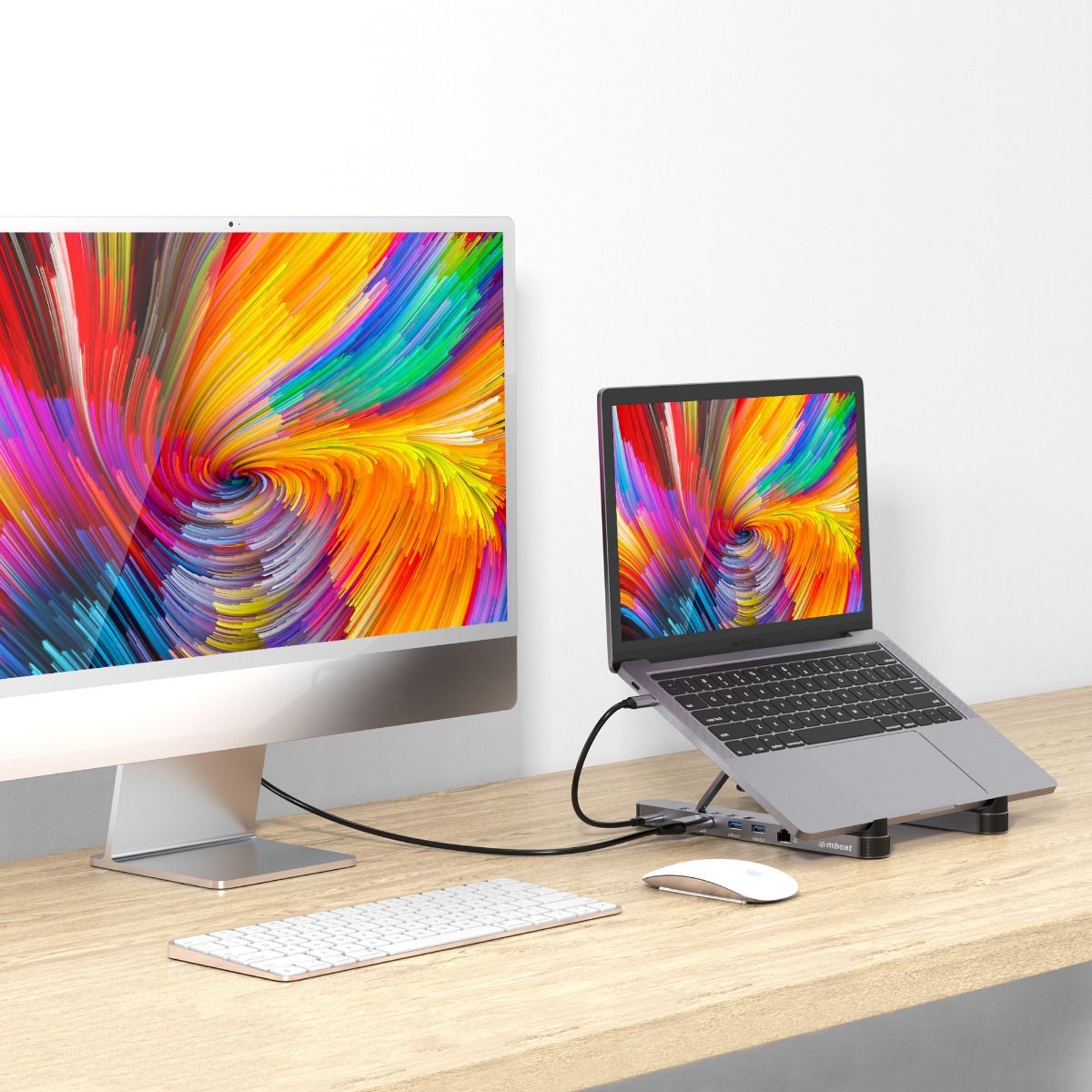 mbeat Stage P5 Portable Laptop Stand with USB-C Docking Station - Space Grey 4