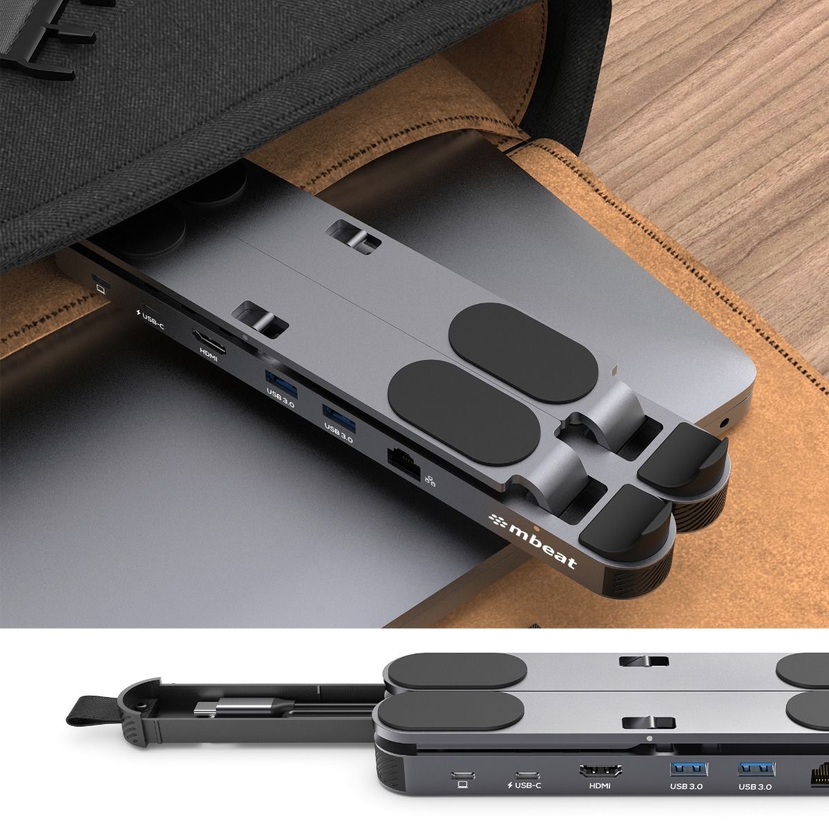 mbeat Stage P5 Portable Laptop Stand with USB-C Docking Station - Space Grey 6