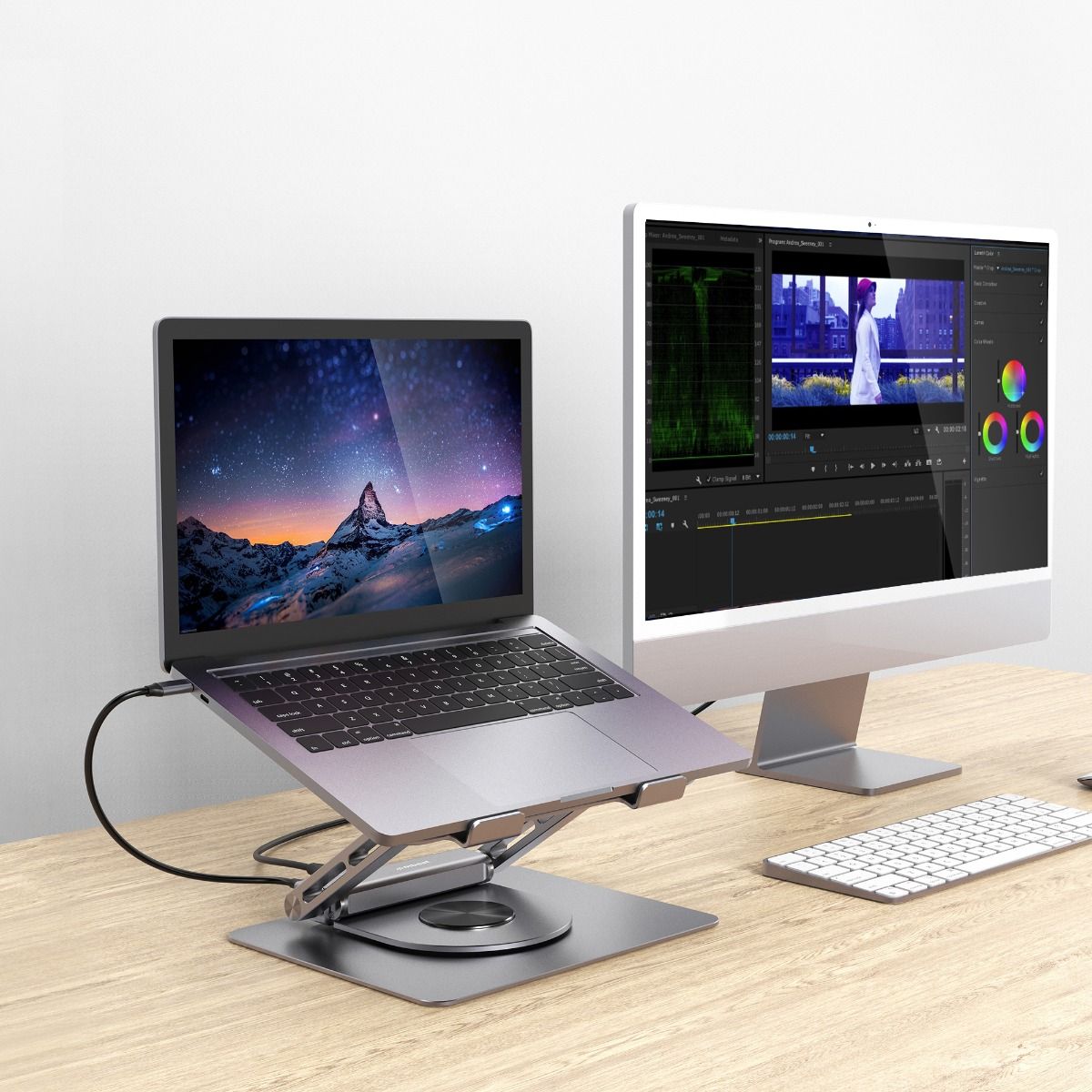mbeat Stage S12 Rotating Laptop Stand with USB-C Docking Station - Space Grey 4