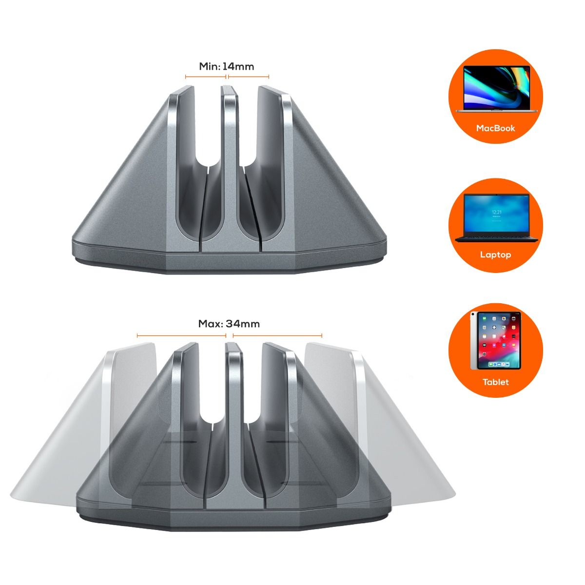 mbeat Stage S5 Adjustable Dual Bay Tablet, Laptop and MacBook Vertical Stand 3