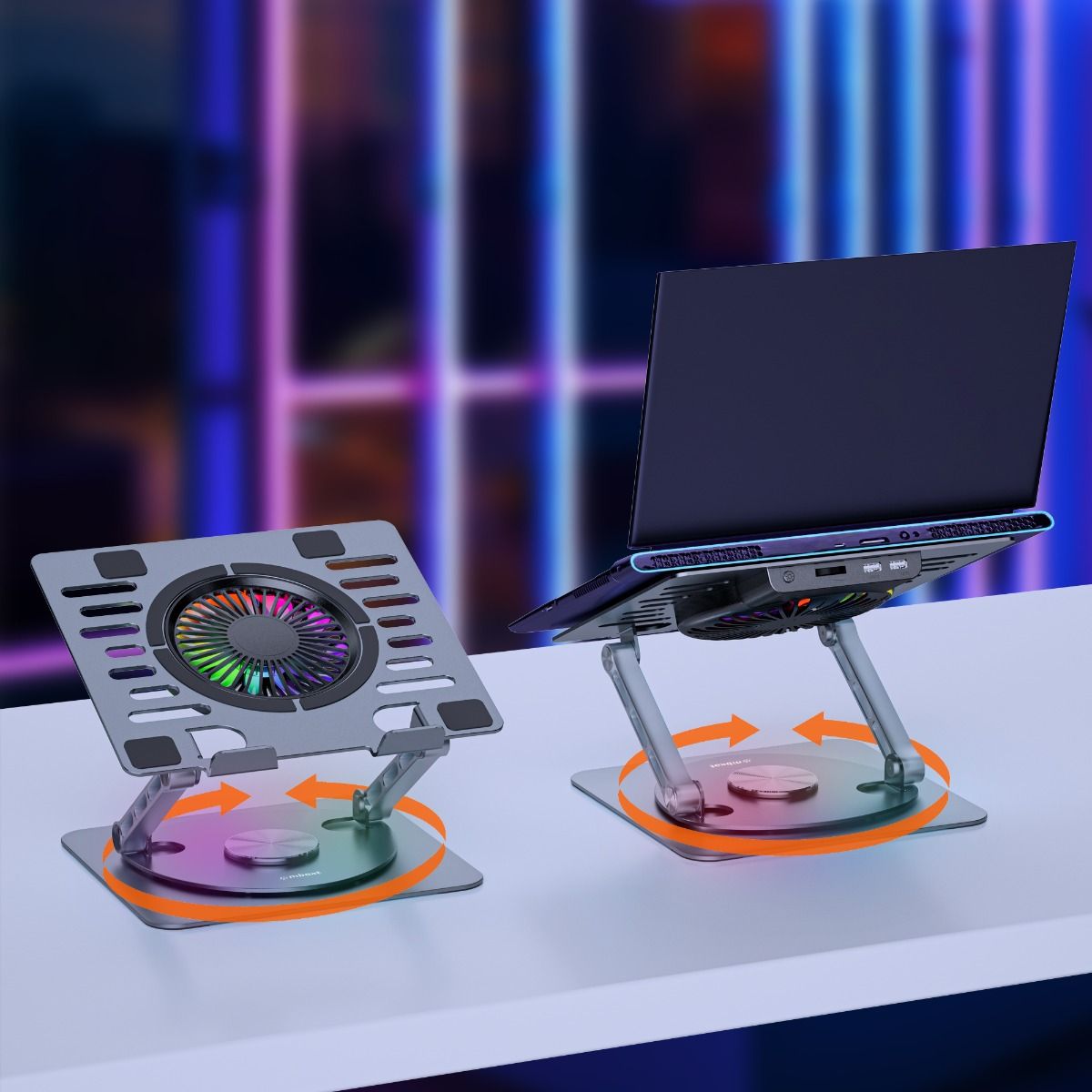 mbeat Stage S8 Rotating Laptop Stand with RGB Cooling Fan and USB Ports 3