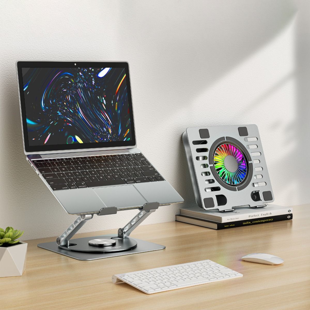 mbeat Stage S8 Rotating Laptop Stand with RGB Cooling Fan and USB Ports 6