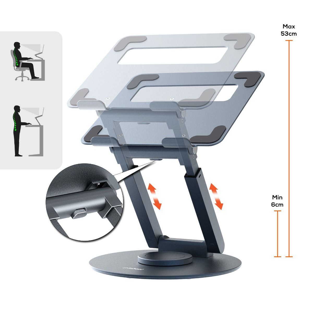 mbeat Stage S9 Rotating Laptop Stand with Telescopic Height Adjustment 3