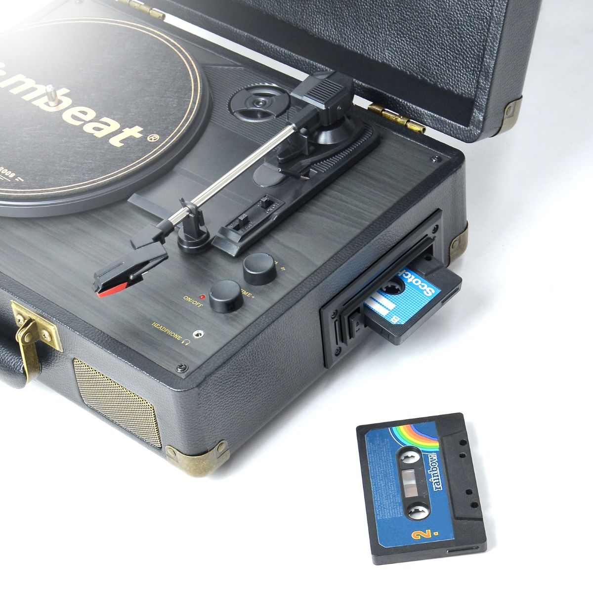 mbeat Uptown Retro Turntable and Cassette Player with Bluetooth Speakers 4