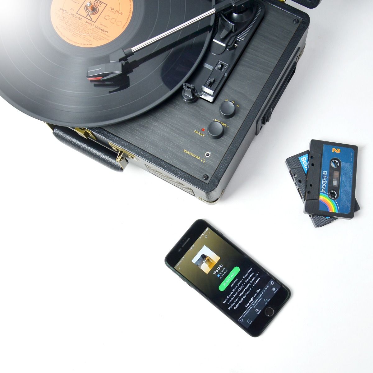 mbeat Uptown Retro Turntable and Cassette Player with Bluetooth Speakers 5