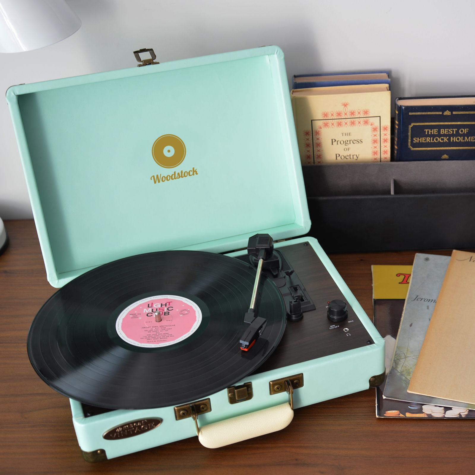 mbeat Woodstock Tiffany Blue Retro Turntable 6