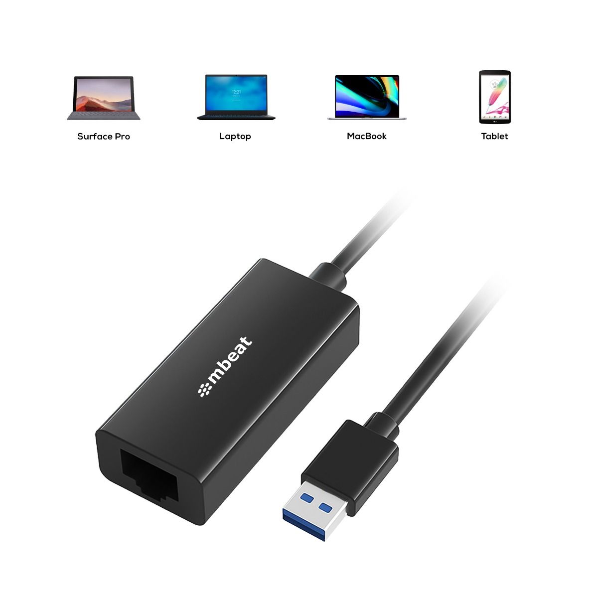 mbeat USB 3.0 Gigabit LAN Ethernet Adapter - Black 6