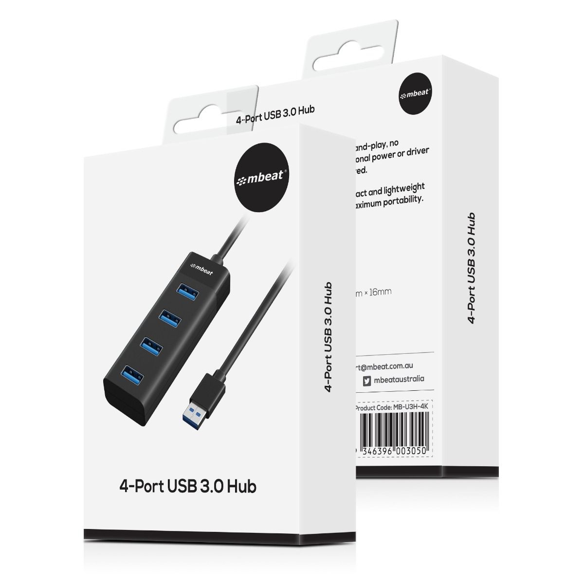 mbeat 4-Port USB 3.0 Hub - Black 7