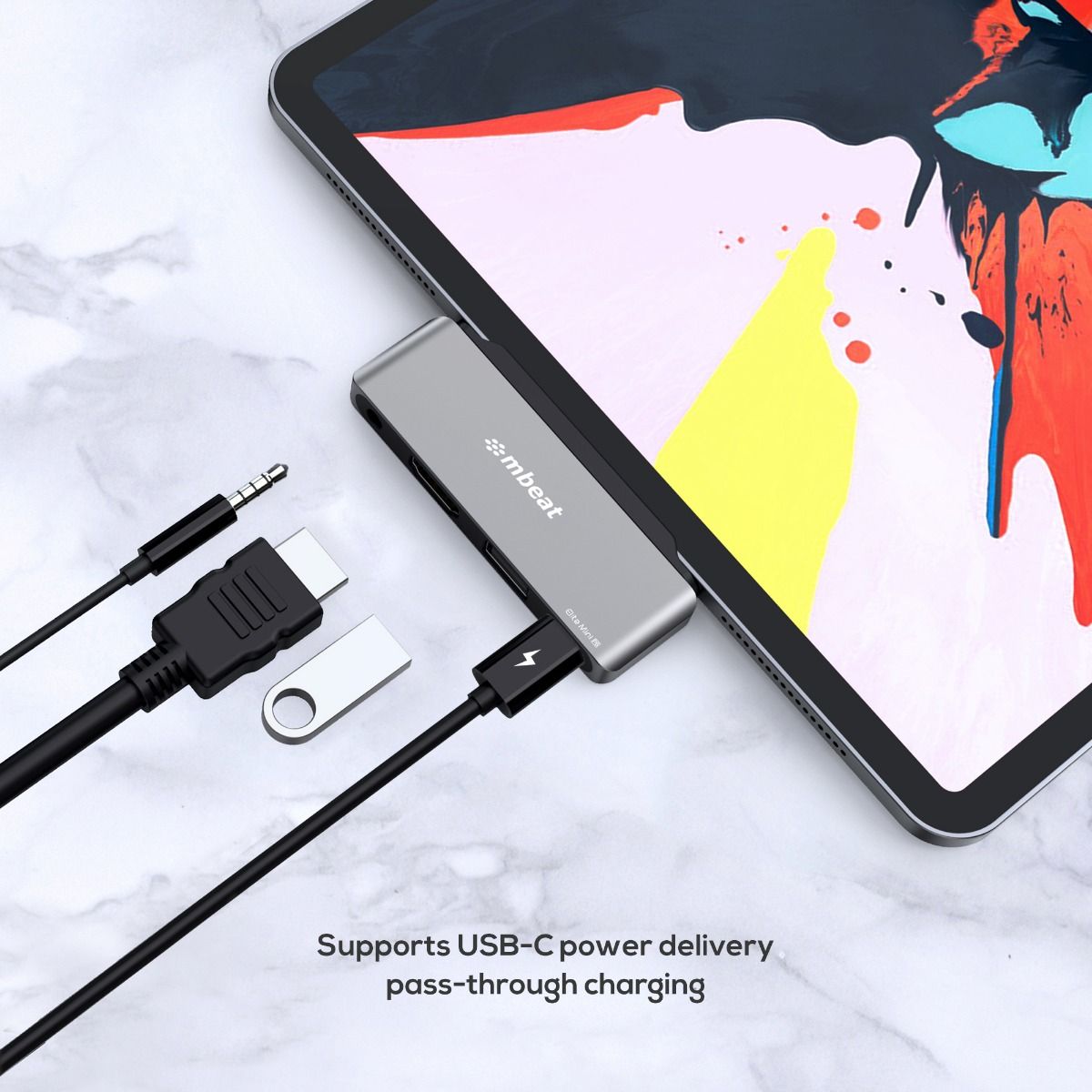 mbeat Elite Mini 4-In-1 USB-C Mobile Hub for iPad Pro, USB-C Tablet and Laptop 6