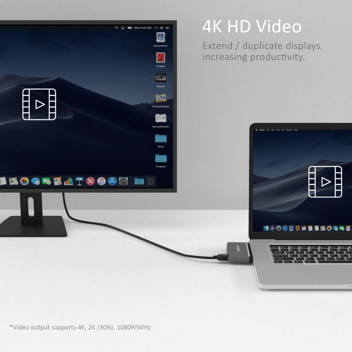 mbeat Essential Pro 5-in-1 USB- C Hub ( 4K HDMI Video, USB-C PD Pass Through Charging, USB 3.0 x 2, USB-C x 1) 3