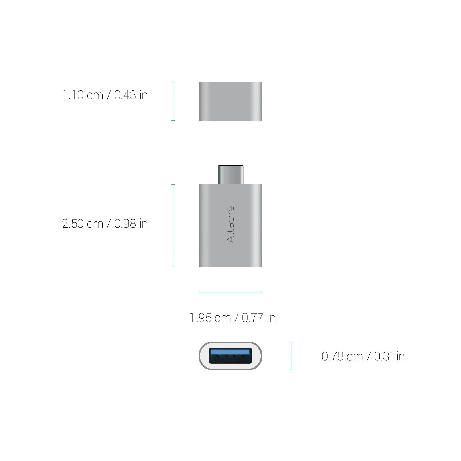 mbeat attache Aluminum USB 3.1/3.0 to USB Type C Adaptor 5