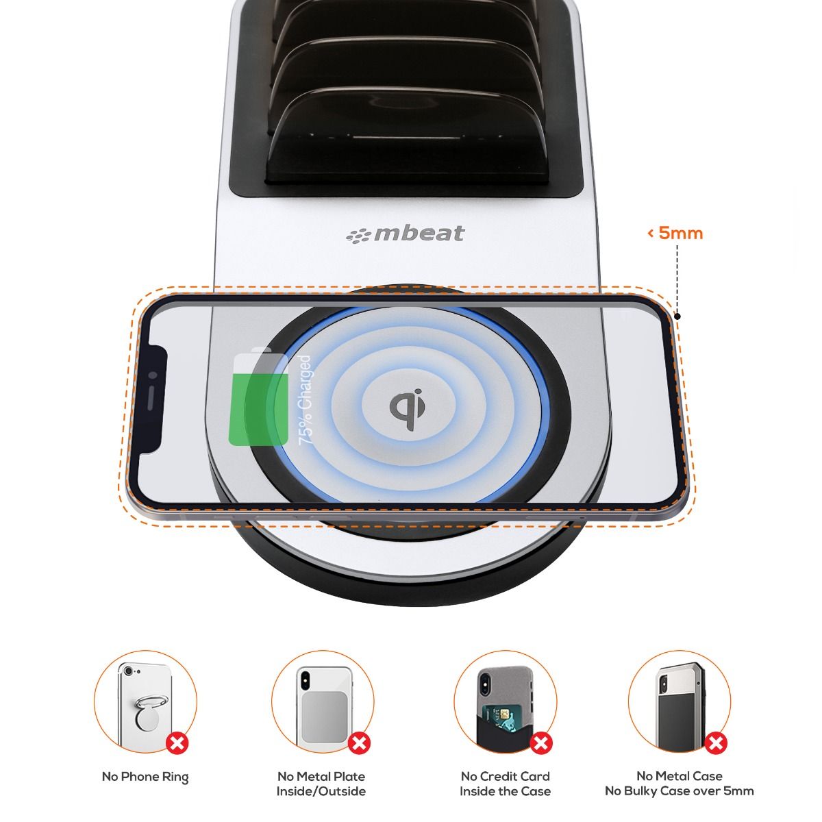 mbeat Gorilla Power 50W Qi Certified Multi-Device USB & Wireless Charging Dock 3