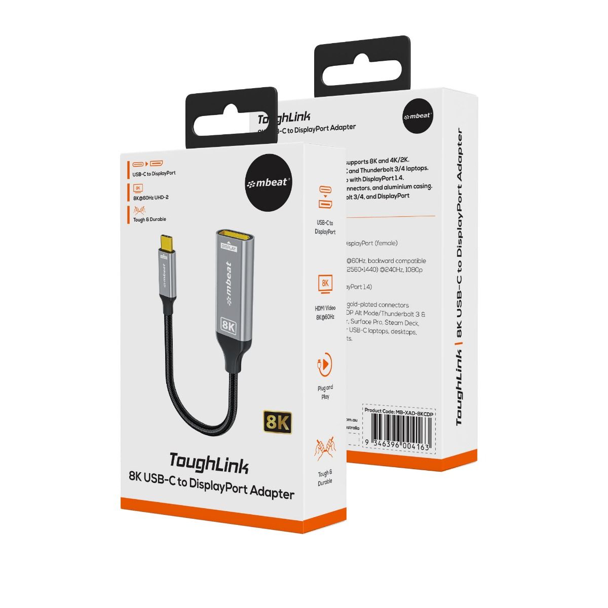 mbeat Tough Link 8K USB-C to DP Adapter - Space Grey 7