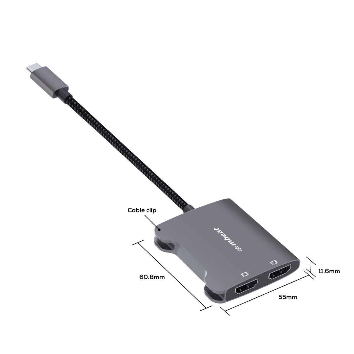 mbeat Tough Link USB-C to Dual 4K HDMI Adapter - Space Grey 6