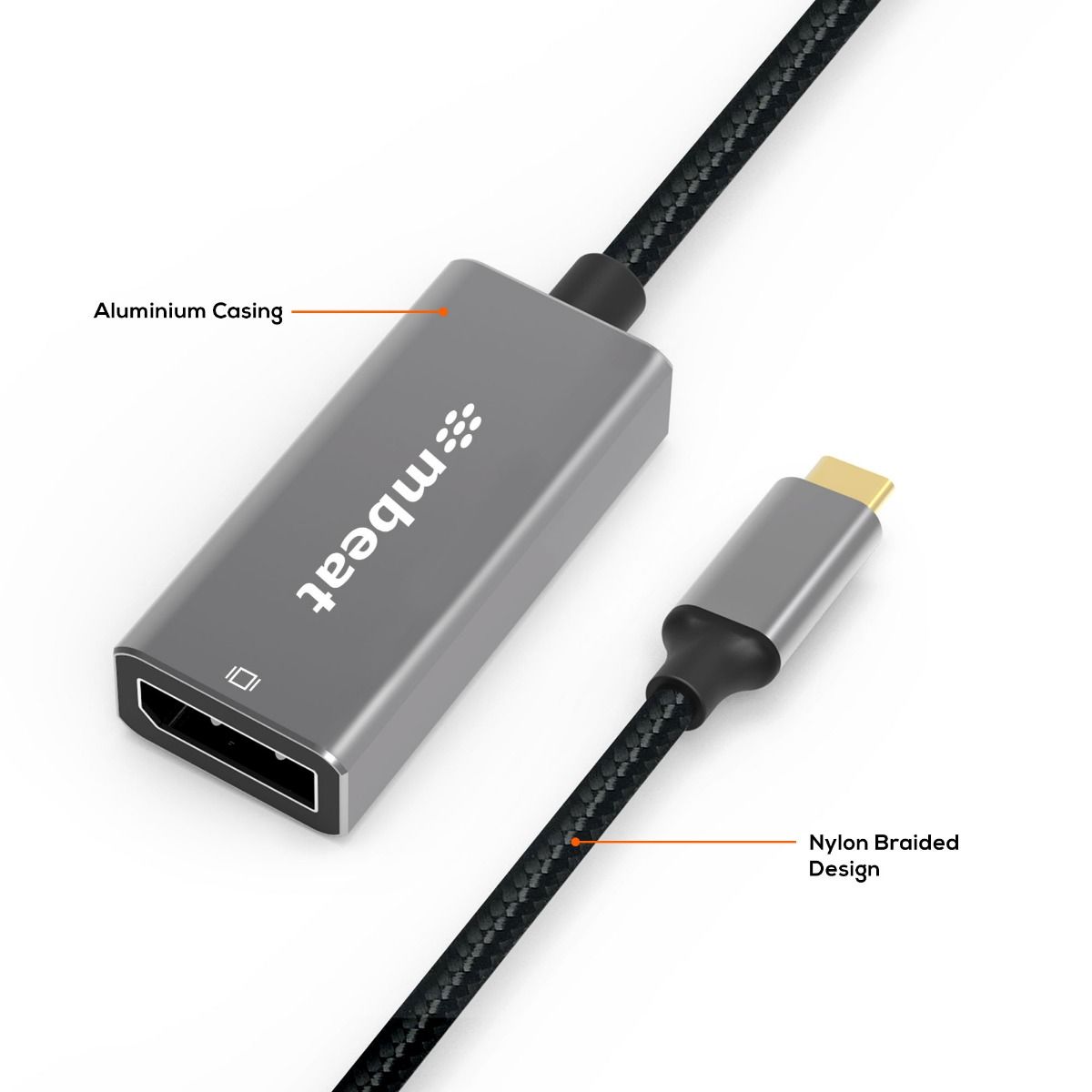 mbeat Elite USB-C to Display Port Adapter - Space Grey 5