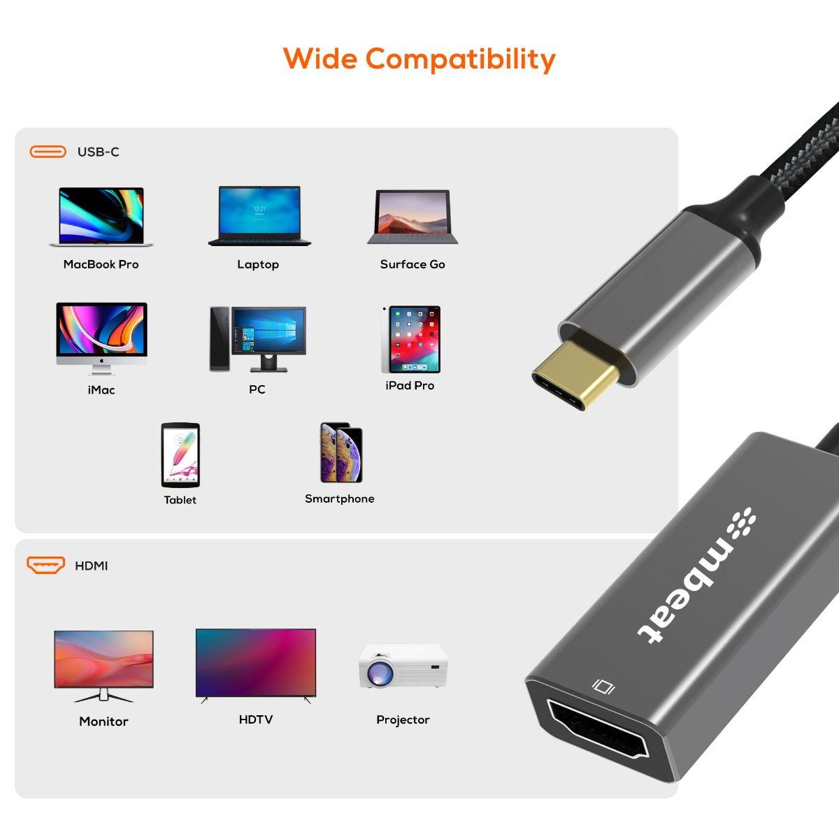 mbeat Elite USB-C to HDMI Adapter - Space Grey 6