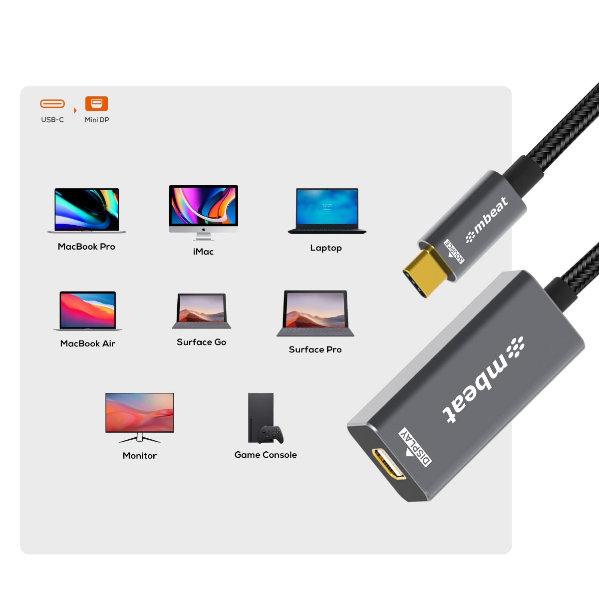 mbeat Tough Link USB-C to Mini DisplayPort Adapter 3