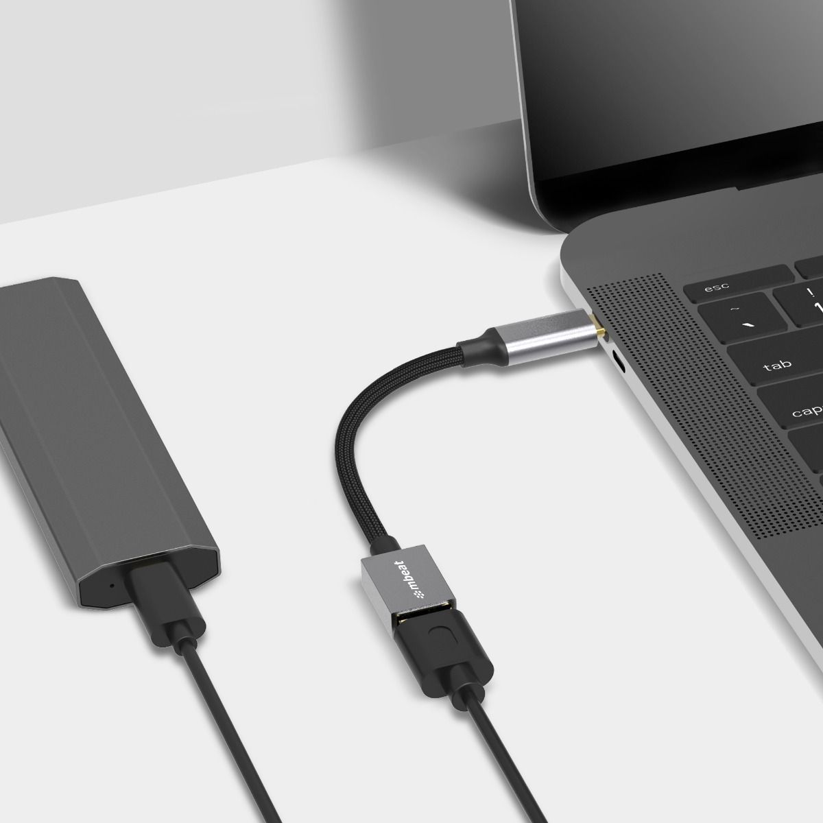 mbeat Tough Link USB-C to USB 3.0 Adapter with Cable - Space Grey 3