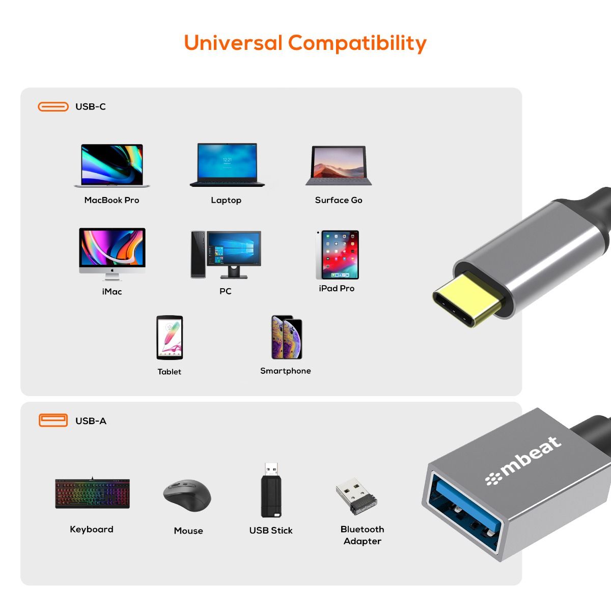 mbeat Tough Link USB-C to USB 3.0 Adapter with Cable - Space Grey 5