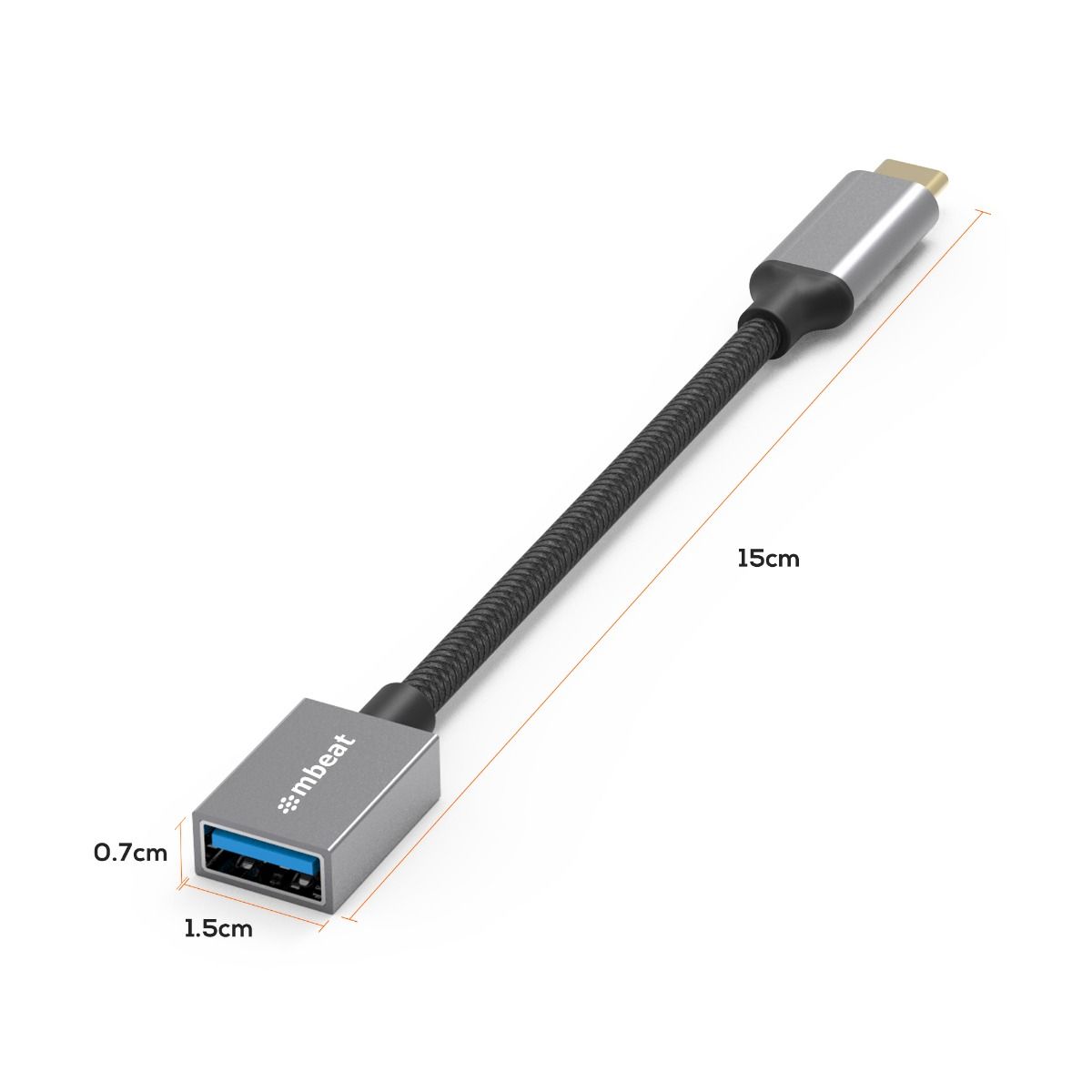 mbeat Tough Link USB-C to USB 3.0 Adapter with Cable - Space Grey 7